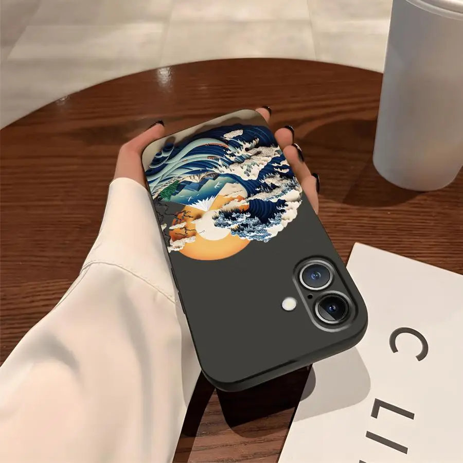 Funda para iPhone 7 8 15 16 14 Plus 13 12 11 17 Pro Max XR XS Max 17Air cubierta de teléfono suave negra suspensión de cielo de verano - imagen 5