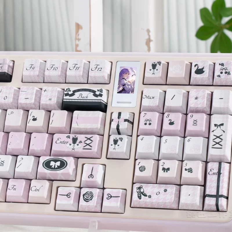 Juego de teclas con tema de cisne negro, perfil Cherry MOA, sublimación PBT, teclas originales personalizadas hechas a mano para regalo de teclado mecánico - imagen 3