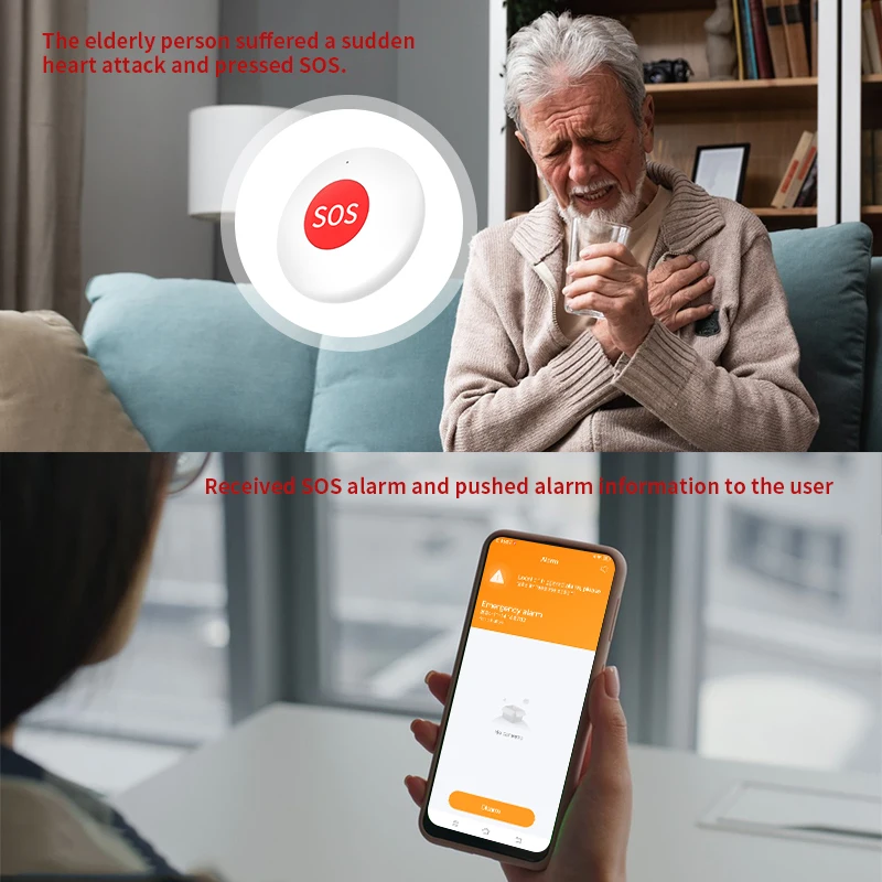 Tuya Zigbee SOS botón de emergencia alarma de una tecla para pacientes mayores niños ayuda de emergencia llamada dispositivo de seguridad Control por aplicación - imagen 3