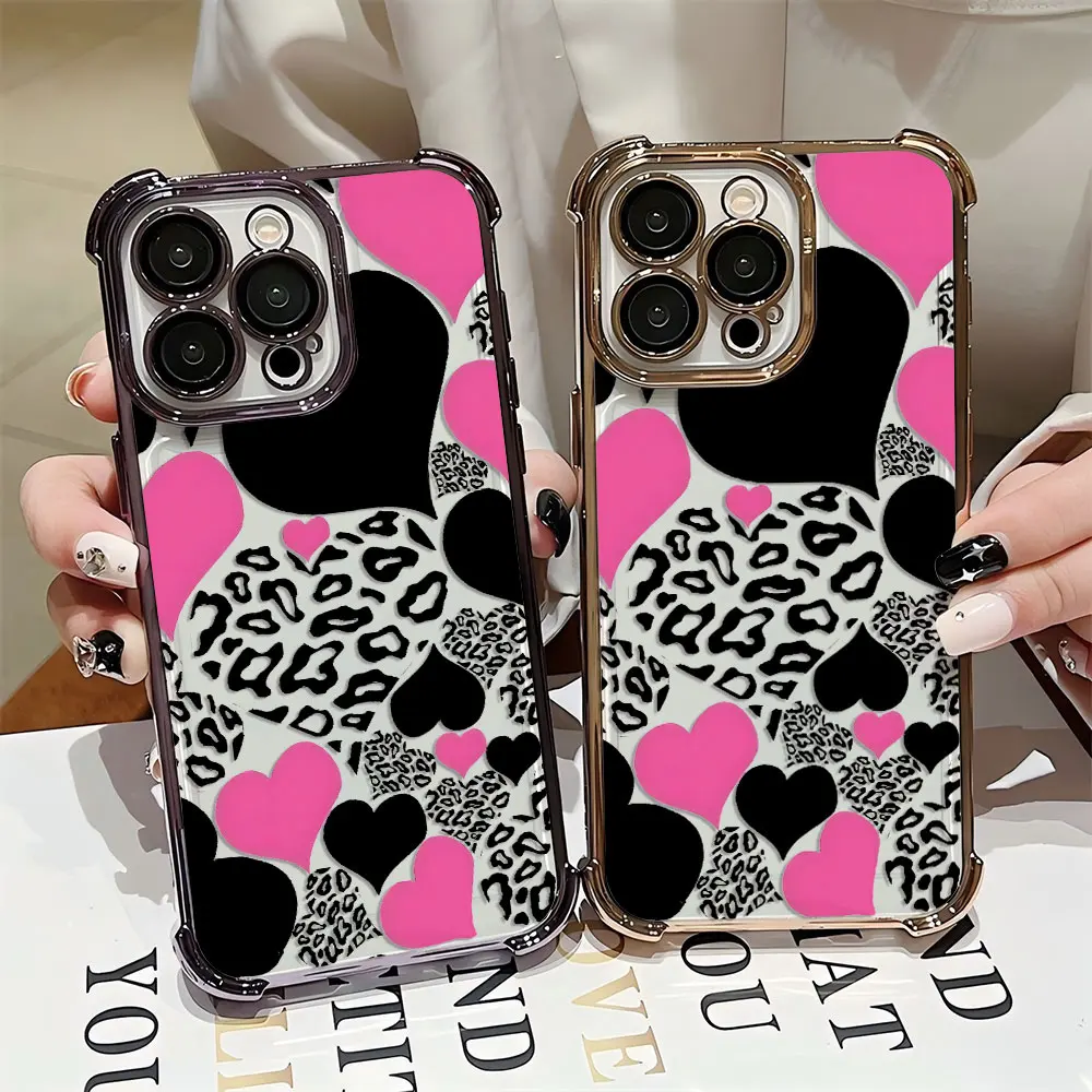 Funda chapada en corazón de leopardo de lujo para vivo V29e Y200 V27 S16 T1 S15 V25 V23 S12 Y38 Y28 Y03 Y17s Y78 Y36 Y27 4G 5G - imagen 2
