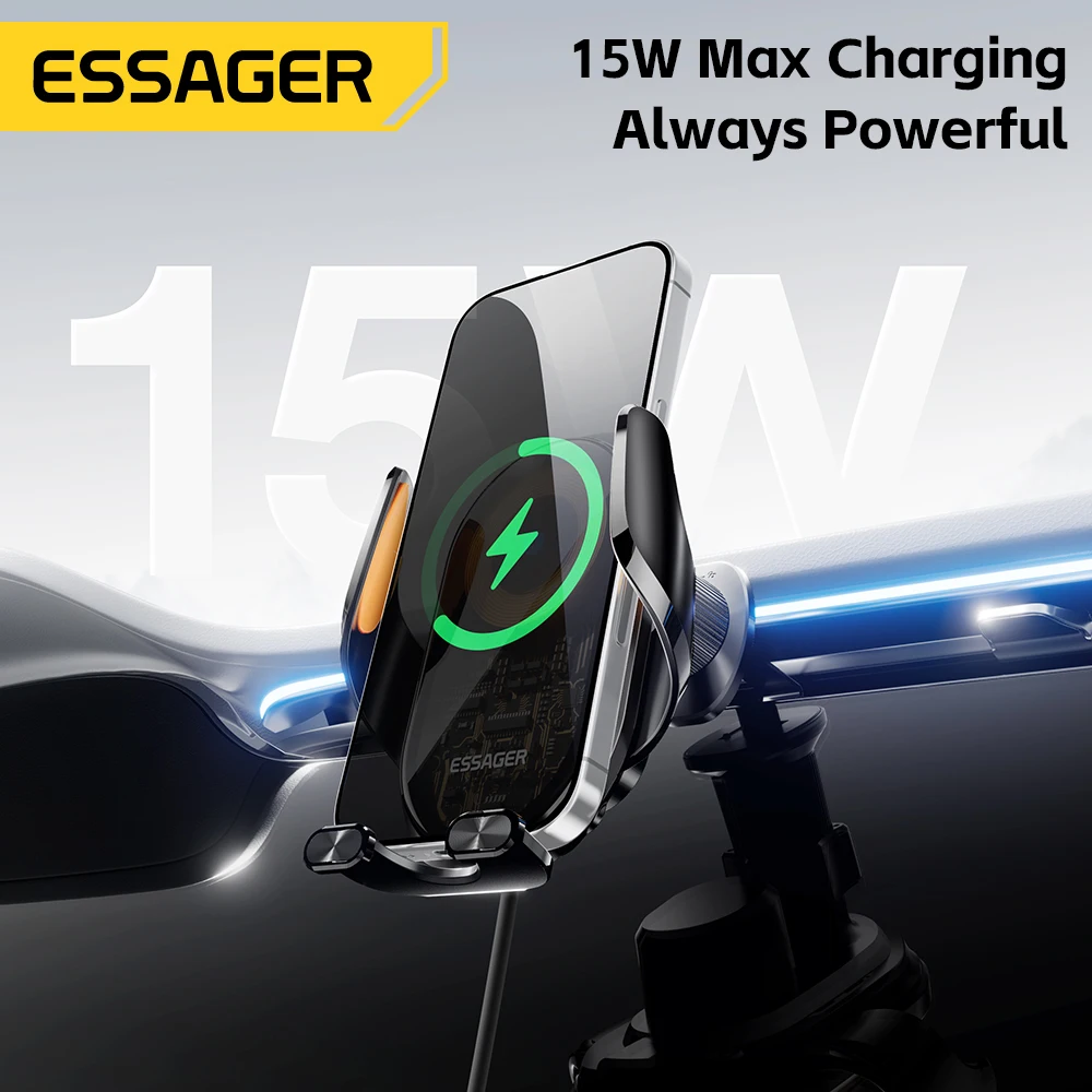 Essager 15W soporte de teléfono para coche cargador inalámbrico estación de carga rápida para iPhone 16 Xiaomi Samsung cargador de coche inalámbrico magnético - imagen 3