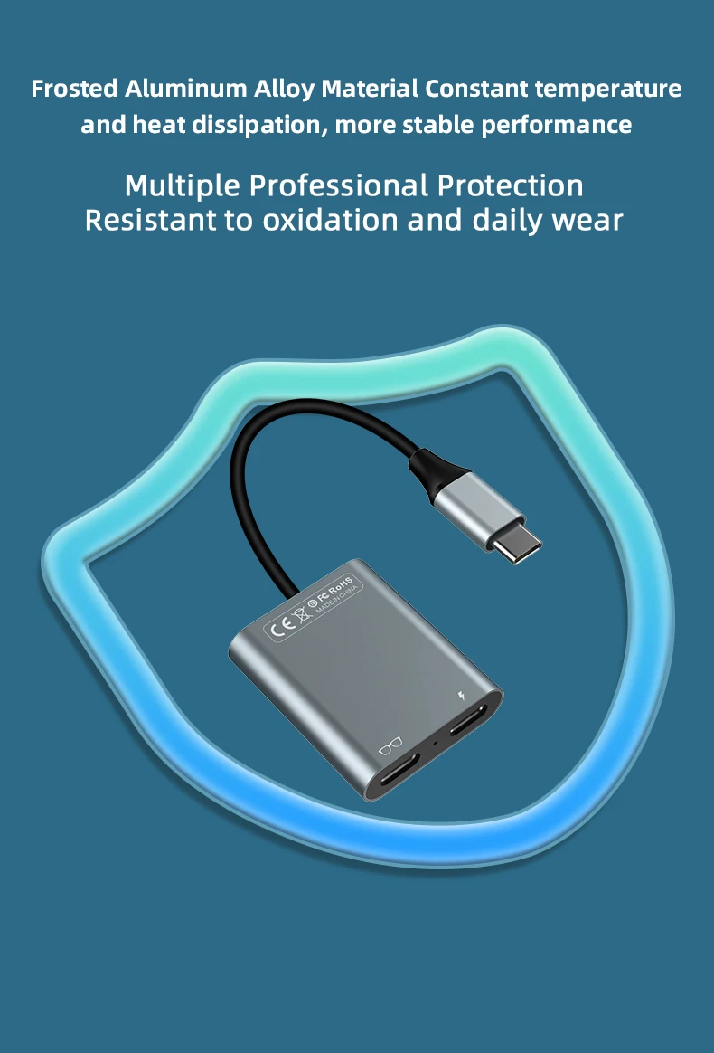 Estación de acoplamiento para gafas AR, HUB para teléfono, tableta, portátil, PC, carga, transmisión de datos, Adaptador tipo C, 2 en 1, transmisión en vivo, PD100W - imagen 4
