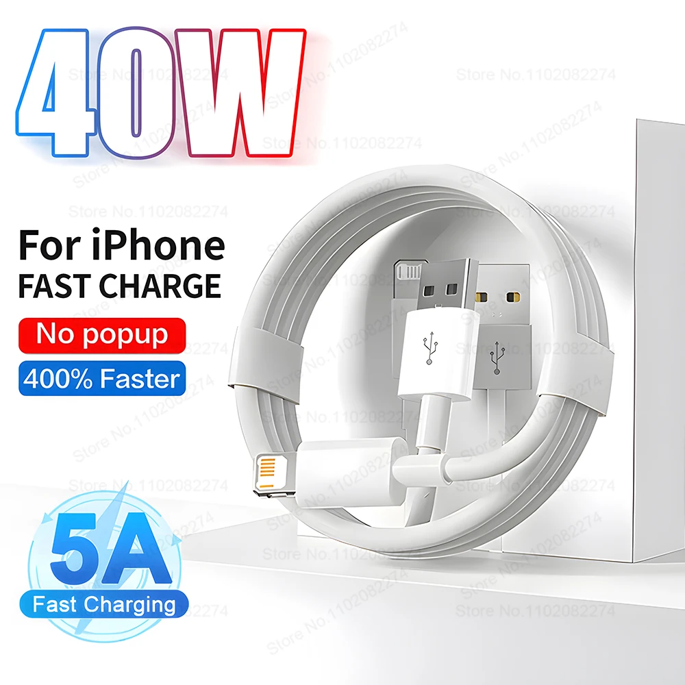Cable cargador rápido PD 40W para iPhone 16 15 14 13 12 11 Pro Max X XS XR 7 8 Plus USB tipo C accesorios de Cable de datos de carga rápida