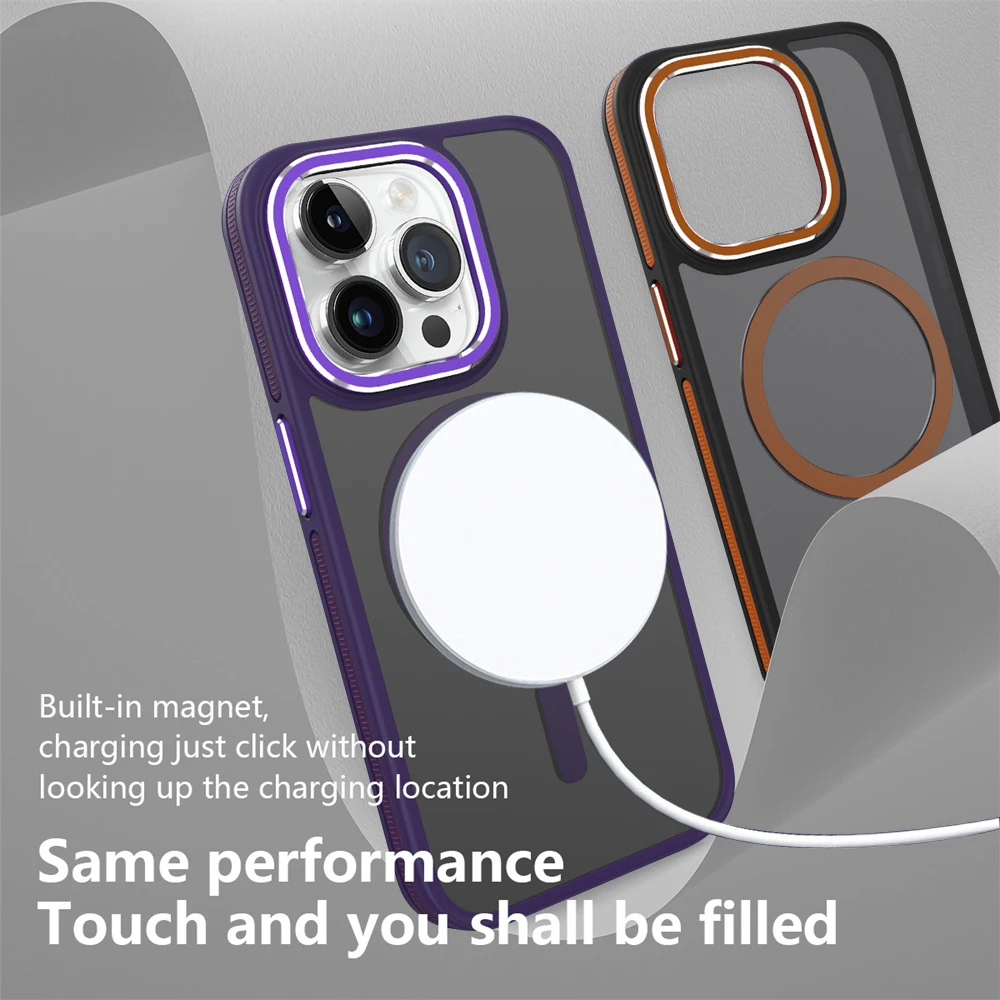 Funda magnética antideslizante mate de lujo a prueba de golpes para iPhone 17 16 Pro Max 15 14 13 12 Magsafe cubierta translúcida de carga inalámbrica - imagen 4