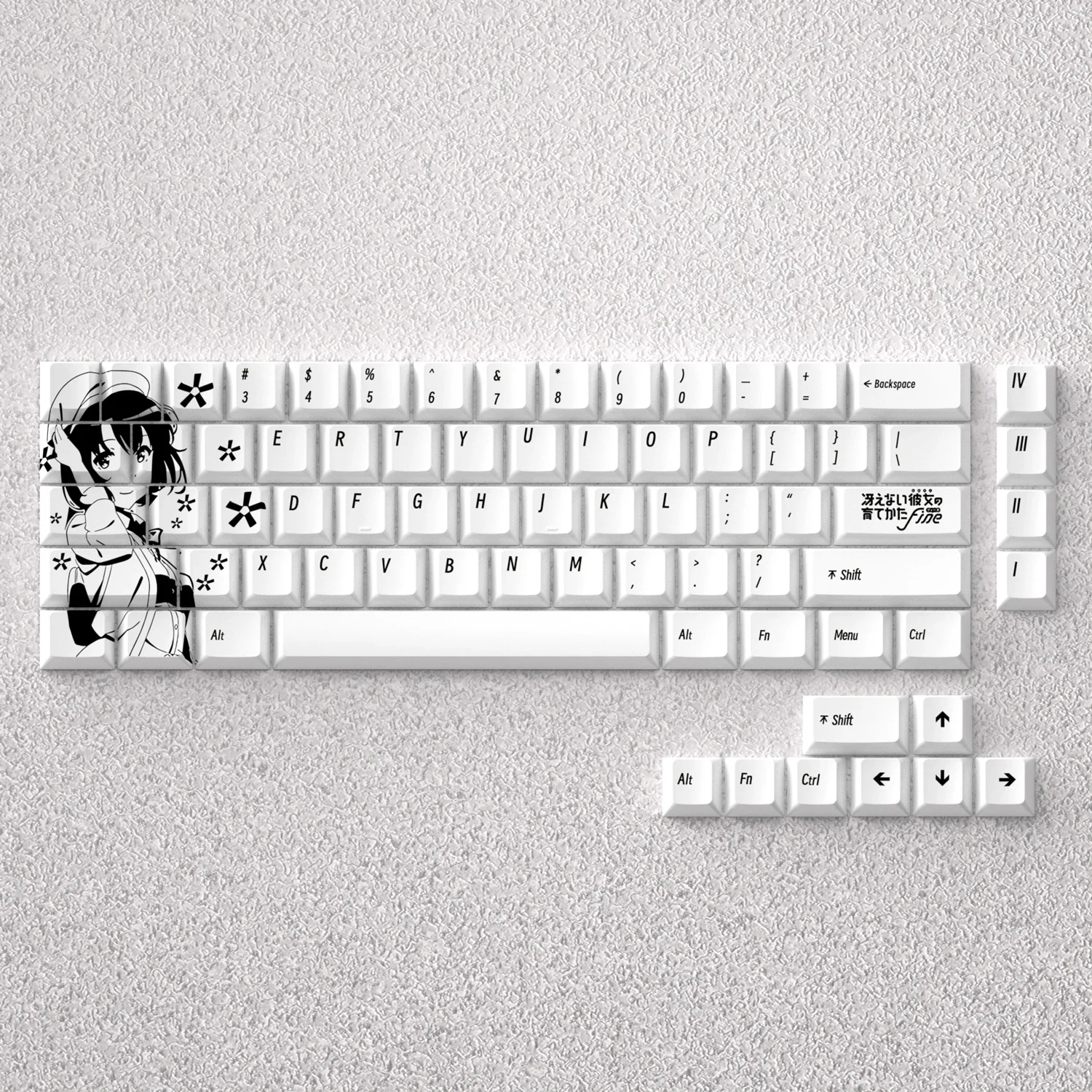 Teclas de 73 teclas Katou Megumi Anime PBT sublimación de tinte cereza para teclado mecánico de diseño 60 65 68 Anne Pro 2 Akko Fun60 Pro - imagen 4
