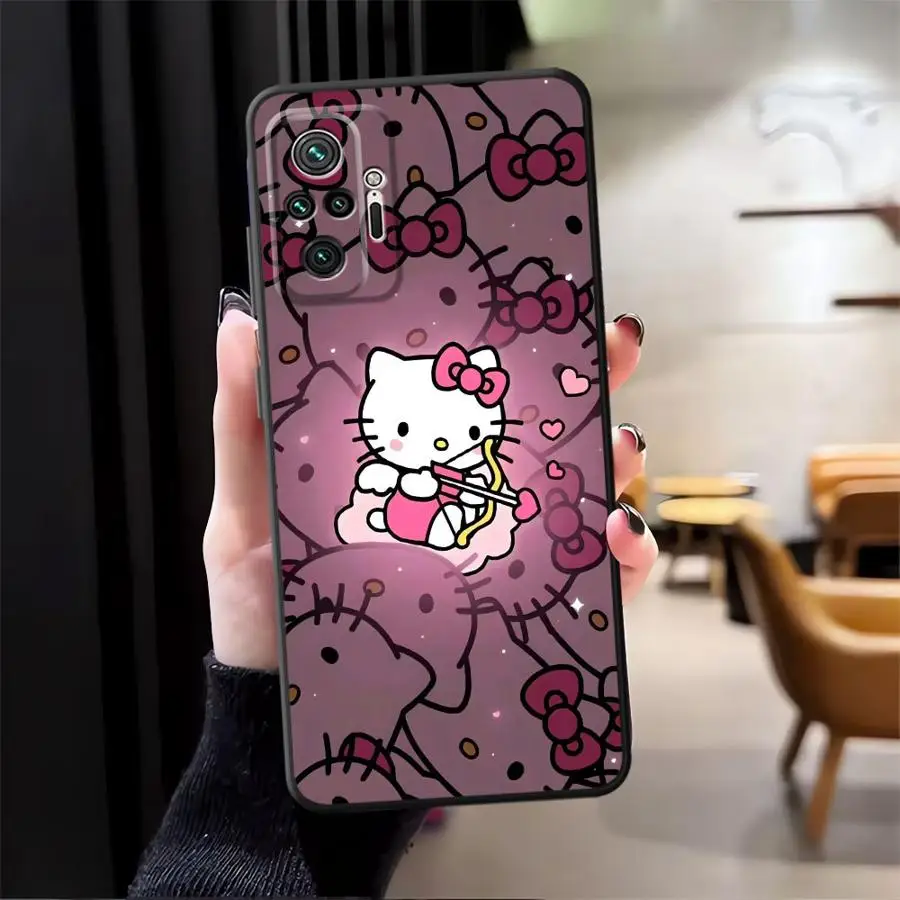 Funda Hello Kitty para Xiaomi Redmi Note 12s 7 8 9 10 11 12 Pro 9S 13 14 Pro Plus 11s 10S funda de teléfono suave negra - imagen 5