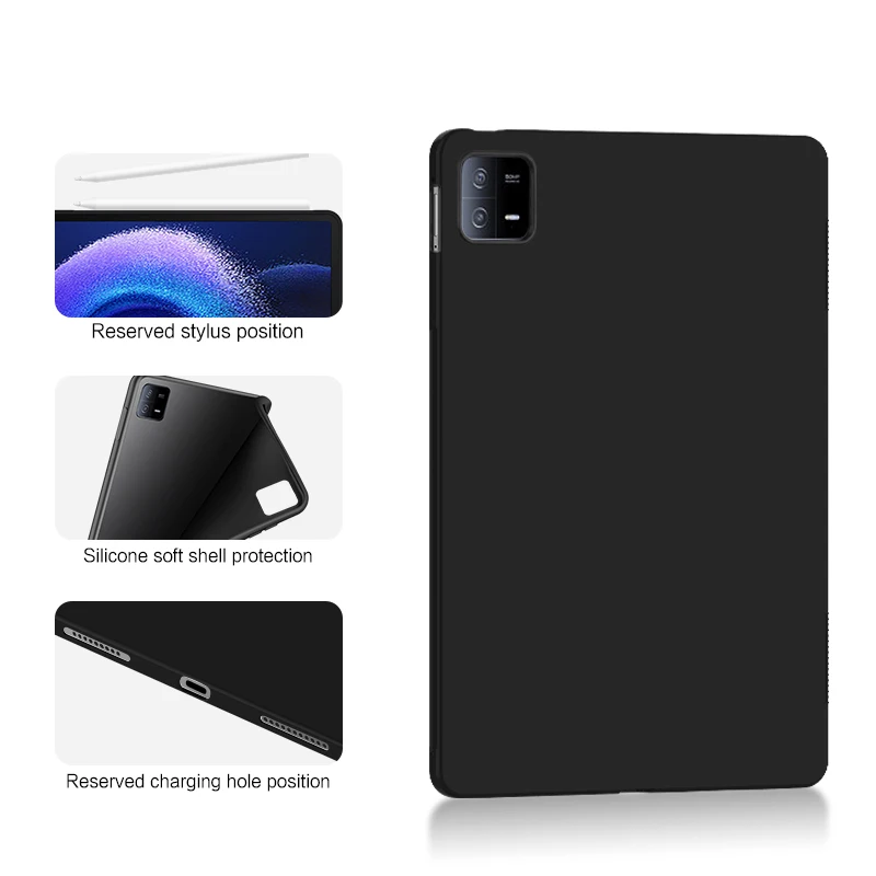 Funda blanda para tableta AJIUYU para Xiaomi Pad 6 Pro 11 pulgadas Mi Pad 6 MiPad 6 Pro mipad6 silicona TPU carcasa protectora trasera negra - imagen 5
