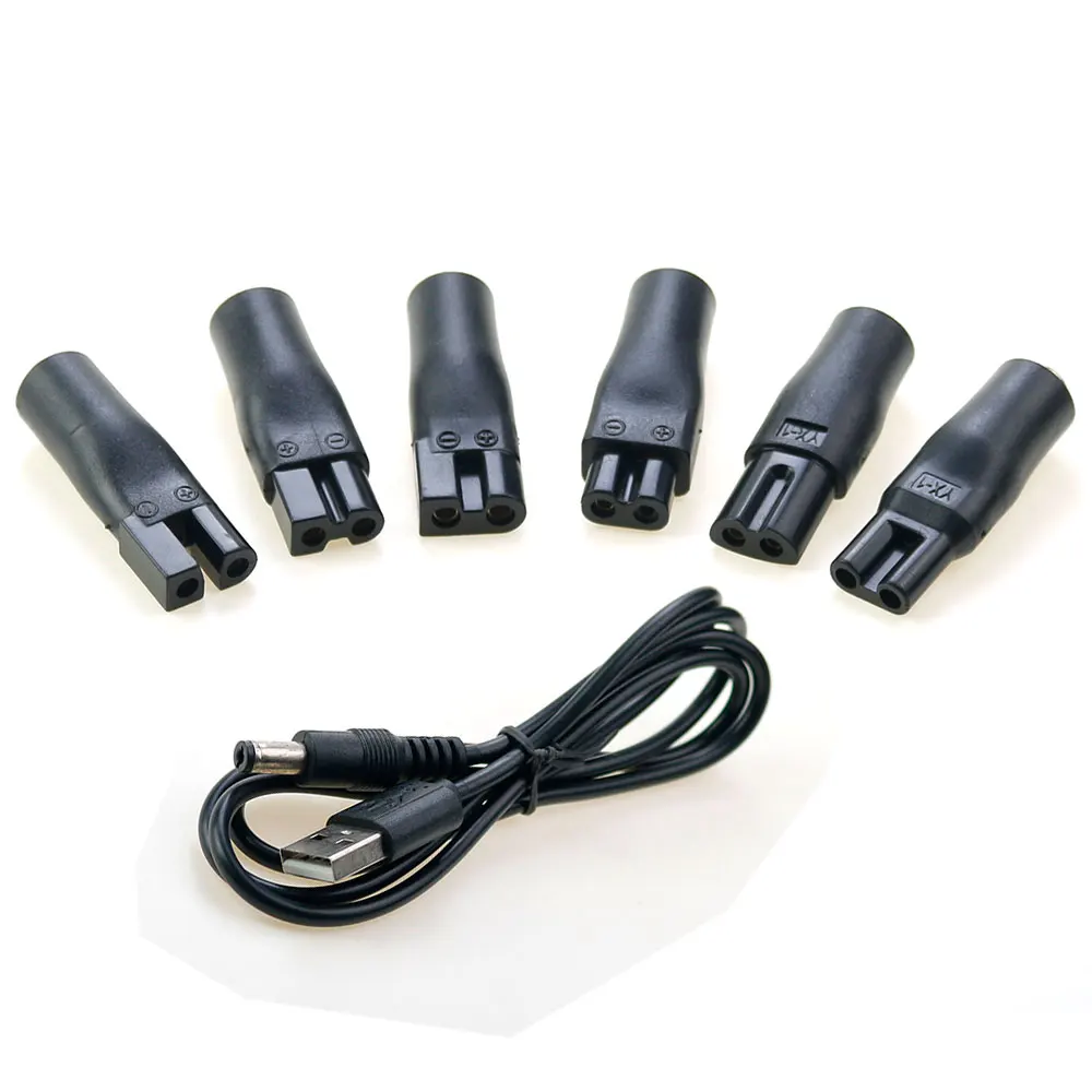 Juego Universal de 7 piezas de cable de alimentación, cargador de repuesto de 5V, Cable adaptador USB adecuado para todo tipo de cortapelos eléctricos