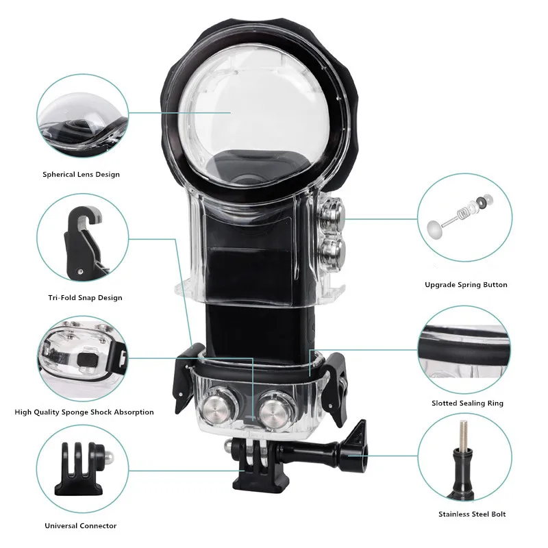 Estuche de buceo para Insta360 X3, funda impermeable de 40M para Insta360 ONE X3, caja protectora subacuática, carcasa de buceo, accesorios para cámaras de acción - imagen 4