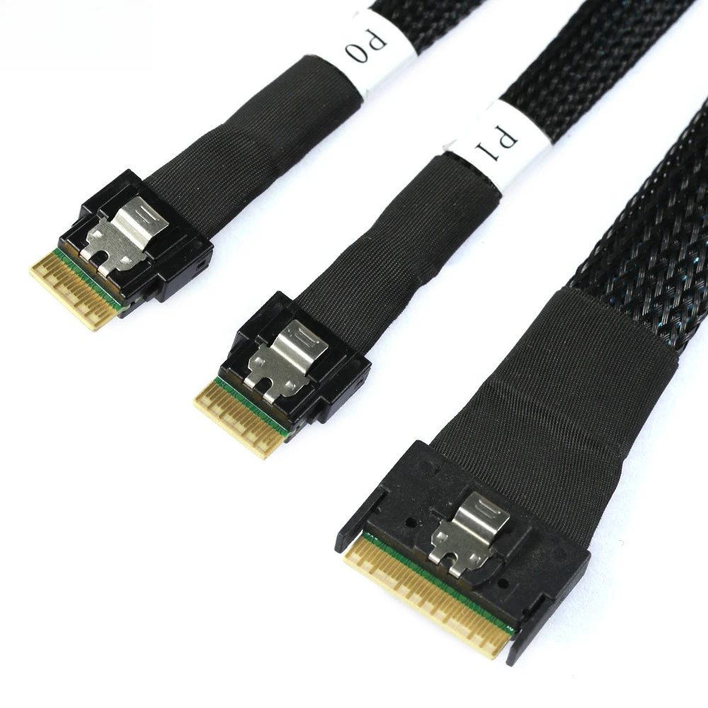 Slimline SAS SFF-8654 8I Anti-skew Plug-in a 2X SFF-8654 4I Cable de servidor Longitud opcional 0,5 M 0,8 M 1 M - imagen 5