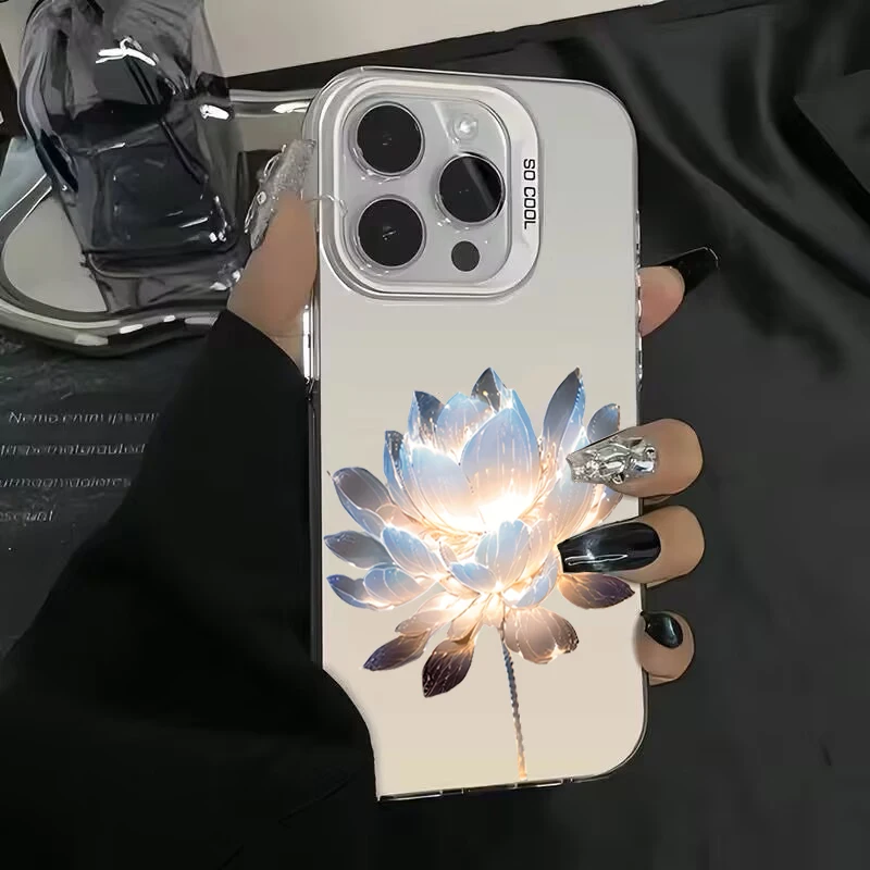 Funda IMD plateada galvanizada con flor de loto de lujo para Xiaomi Poco F5 X5 X6 Pro Mi 14 13 12 12T 13T Pro 11 Lite 5G NE - imagen 5
