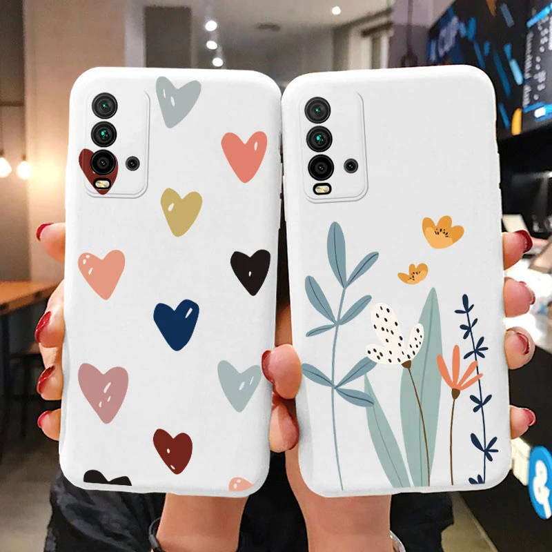 Funda de flor de corazón para Redmi 9T, funda de teléfono bonita de silicona a prueba de golpes, funda suave para Redmi 9T 9 T Redmi9T, carcasa de dibujos animados encantadora - imagen 2