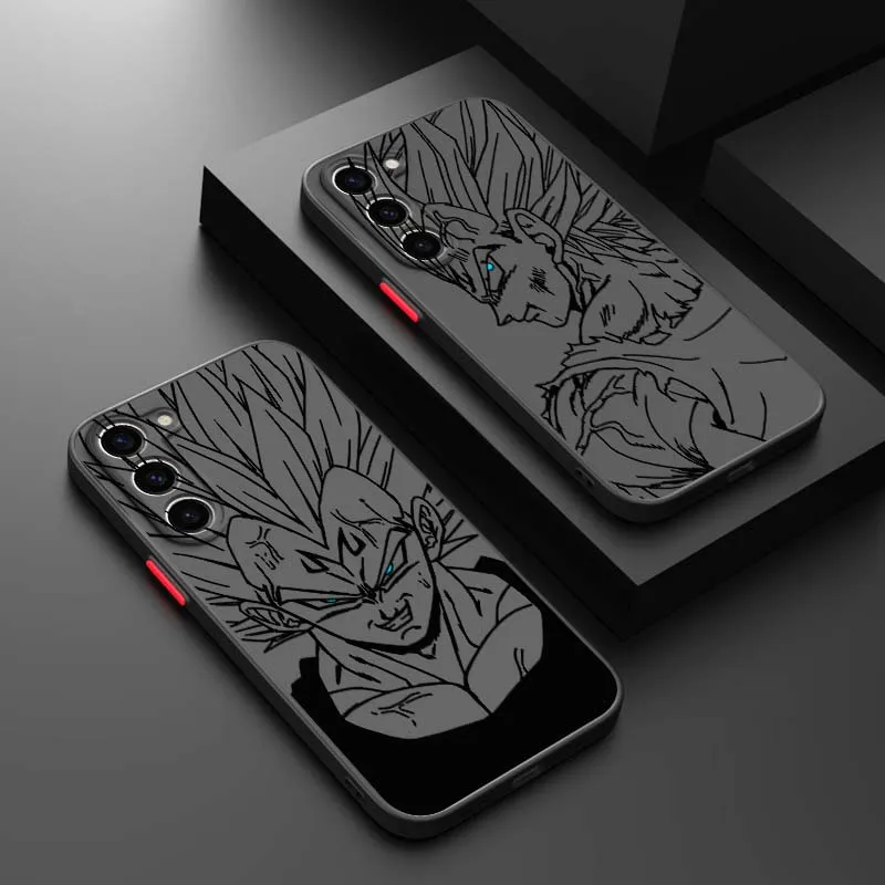D-Dragon Ball Cool Vegeta Anime Cover For Samsung Galaxy S25 S24 S23 S22 FE Plus Ultra 5G Frosted Translucent Phone Case