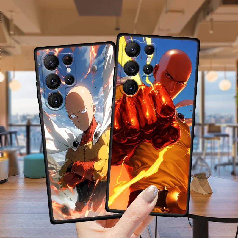 O-one p-punch Man Anime para Samsung Galaxy S24 S23 S22 S21 S20 FE S10 S10E Plus Ultra Pro Lite 5G, funda negra para teléfono - imagen 2