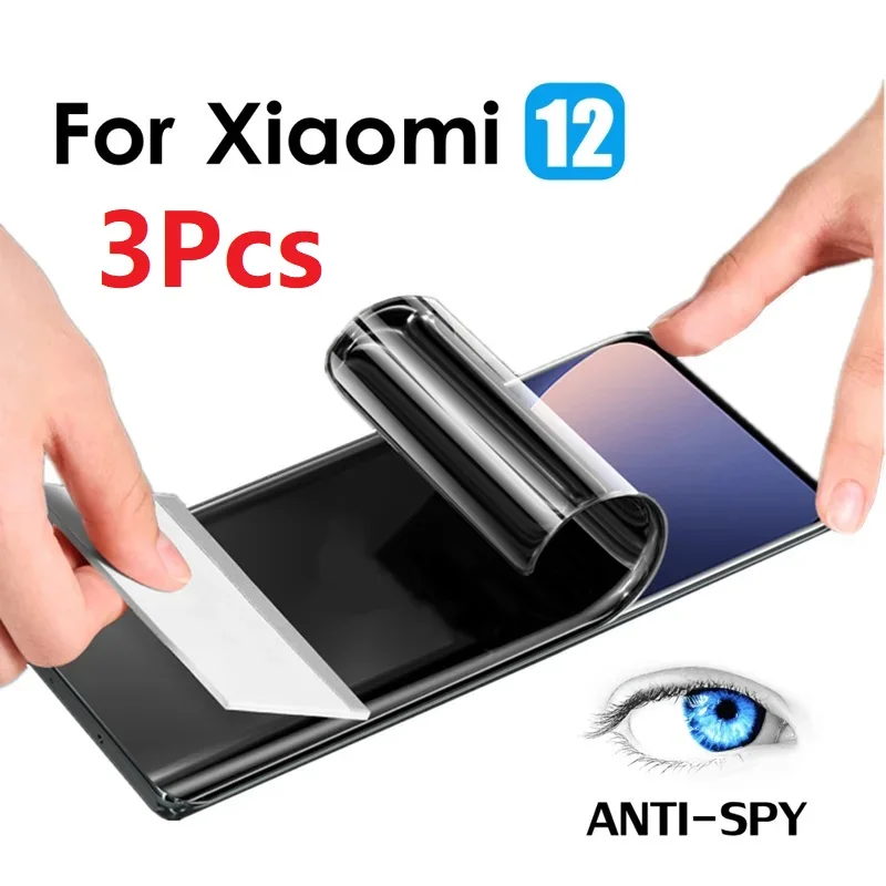 Película de hidrogel de privacidad antiespía para Xiaomi 12 X Pro 12X 12 Pro, protectores de pantalla 12 Pro, película antimirones suave, no de vidrio, 3 uds. - imagen 2