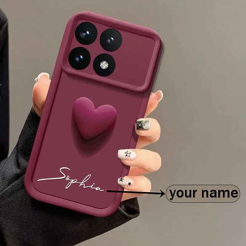 Para Xiaomi Poco X6 Pro 5G funda personalizada con nombre 3D amor corazón caramelo cubierta de parachoques Xiaomi PocoX6 Pro 5G - imagen 2