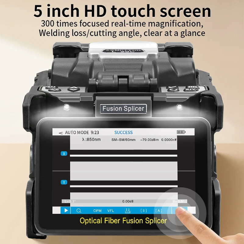 COMPTYCO-empalmador de fusión de fibra óptica L-90C, máquina de soldadura multilingüe con núcleo de fibra óptica de seis motores, función VFL OPM integrada - imagen 3