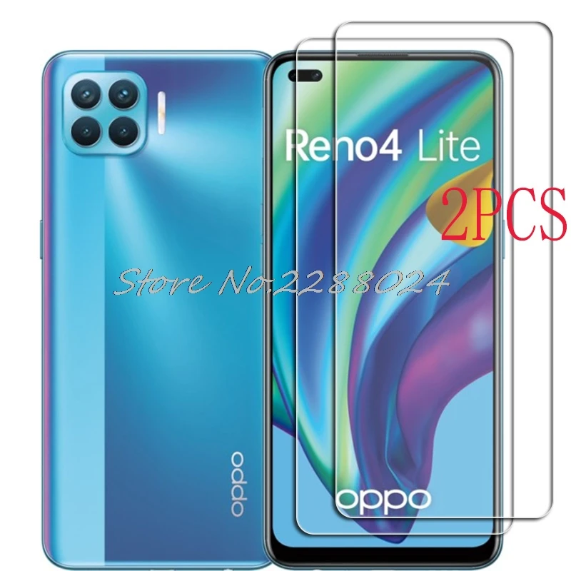 2 uds para OPPO Reno4 Lite Protector de vidrio templado en Reno 4 4Lite F17 Pro A93 CPH2125 cubierta de película protectora de pantalla