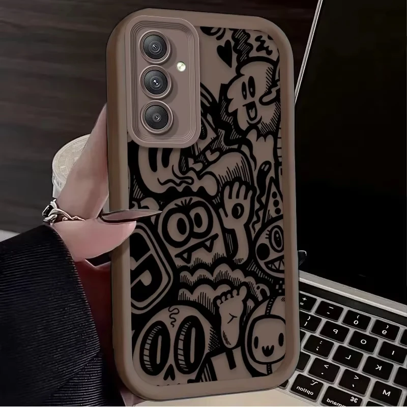Funda de teléfono con grafiti negro súper genial para Samsung Galaxy A14 A15 5G S21 S22 S23 S24 S25 FE Plus Ultra A25 A35 A52 A53 A54 A55 5G - imagen 3