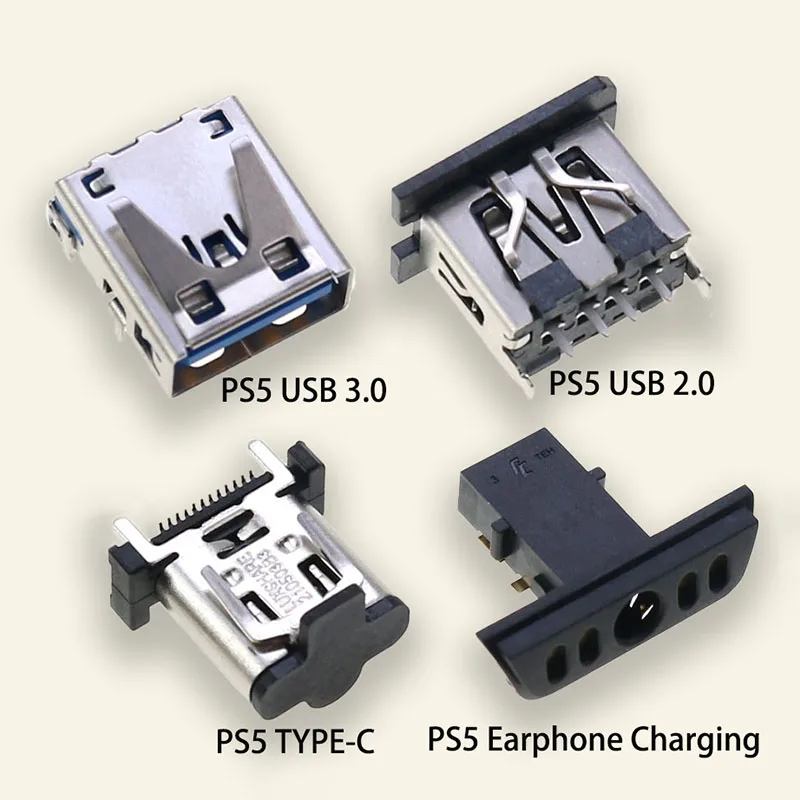 2PCS PS5 USB 2.0 3.0 Interface PS5 TYPE-C USB Interface PS5 Headphone Charging 2-in-1 Interface Connector
