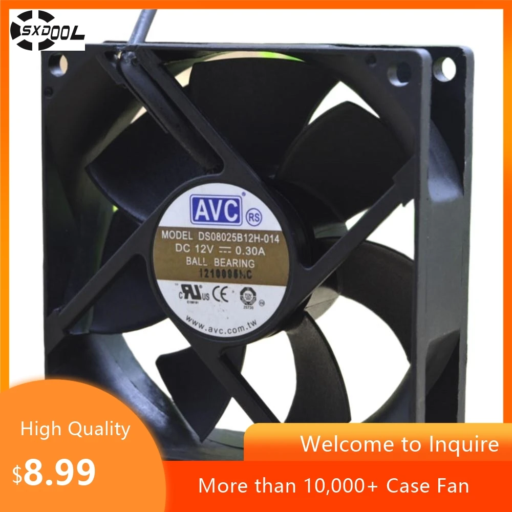 Ventilador 8025 de 80mm para AVC DS08025B12H 80x80x25mm 12V 0.3A doble bola 3000RPM ventilador PWM de 4 pines para PC y servidores - imagen 2