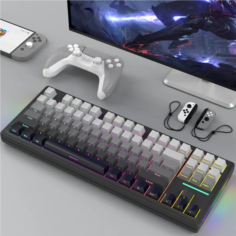 Attack Shark-Teclado mecánico M87RGB con Bluetooth, dispositivo intercambiable en caliente, retroiluminación RGB, conexión inalámbrica trimodo, unidad personalizada, Win y Mac - imagen 2
