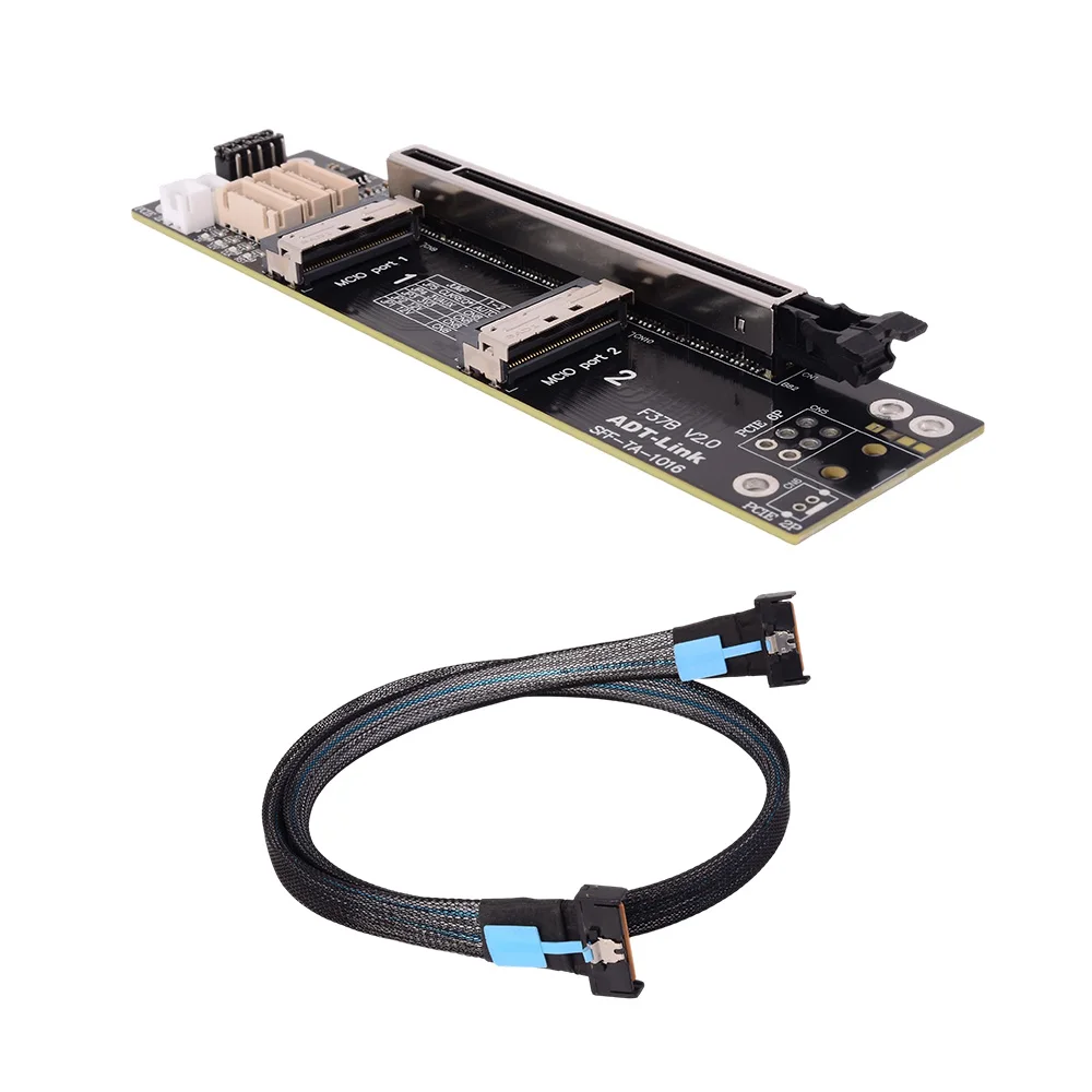 ADT PCIE 4,0 X16 a Dual X8 Riser MCIO tarjeta gráfica Cable de extensión dividido admite uno a dos SFF-TA-1016 accesorios para PC para juegos - imagen 2