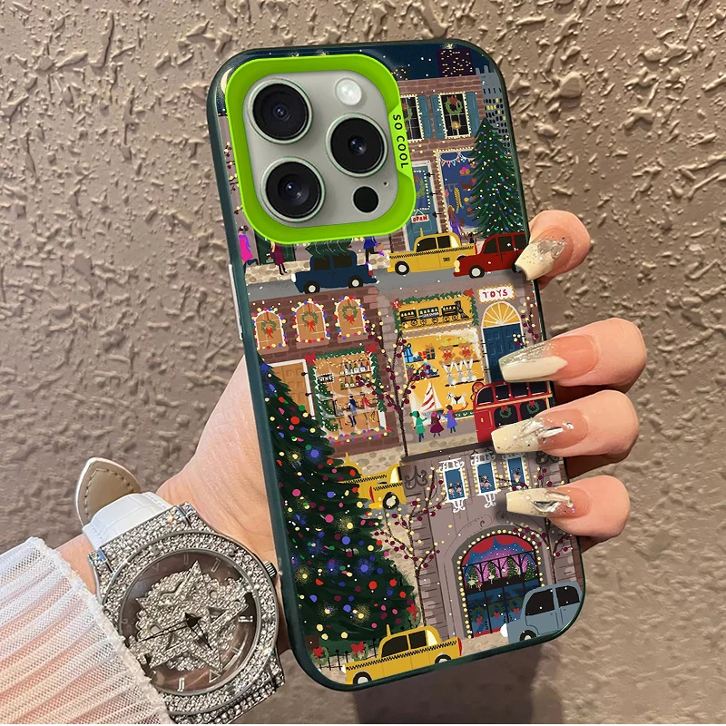 Funda esmerilada de Nochebuena Graffiti para iPhone 17 Air 16 E 15 14 Plus 13 12 Mini 11 Pro Max, funda dura de silicona acrílica lavable - imagen 2