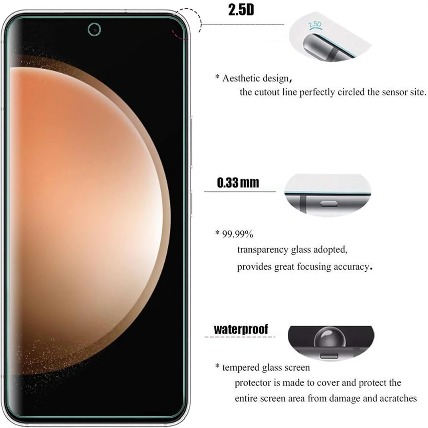 Protector de pantalla HD de 2/4 piezas para Samsung Galaxy S23 FE 5G 9H vidrio templado - imagen 4