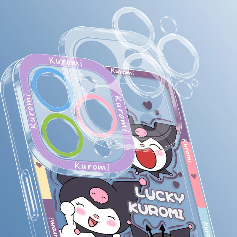 Kuromi-funda de teléfono transparente con Ojos de Ángel para Apple, carcasa bonita de dibujos animados para iPhone 15, 14, 13, 12, 11, XS, XR, X Pro MAX, 8, 7 Plus, SE - imagen 5
