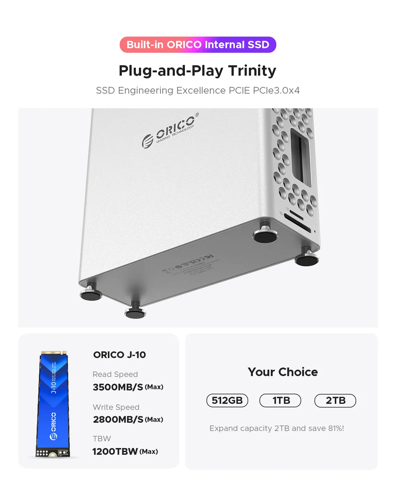 ORICO MiniPro USB Hub estación de acoplamiento de expansión de 10Gbps para Mac Mini M4 Pro M.2 SSD caja accesorios Apple - imagen 4