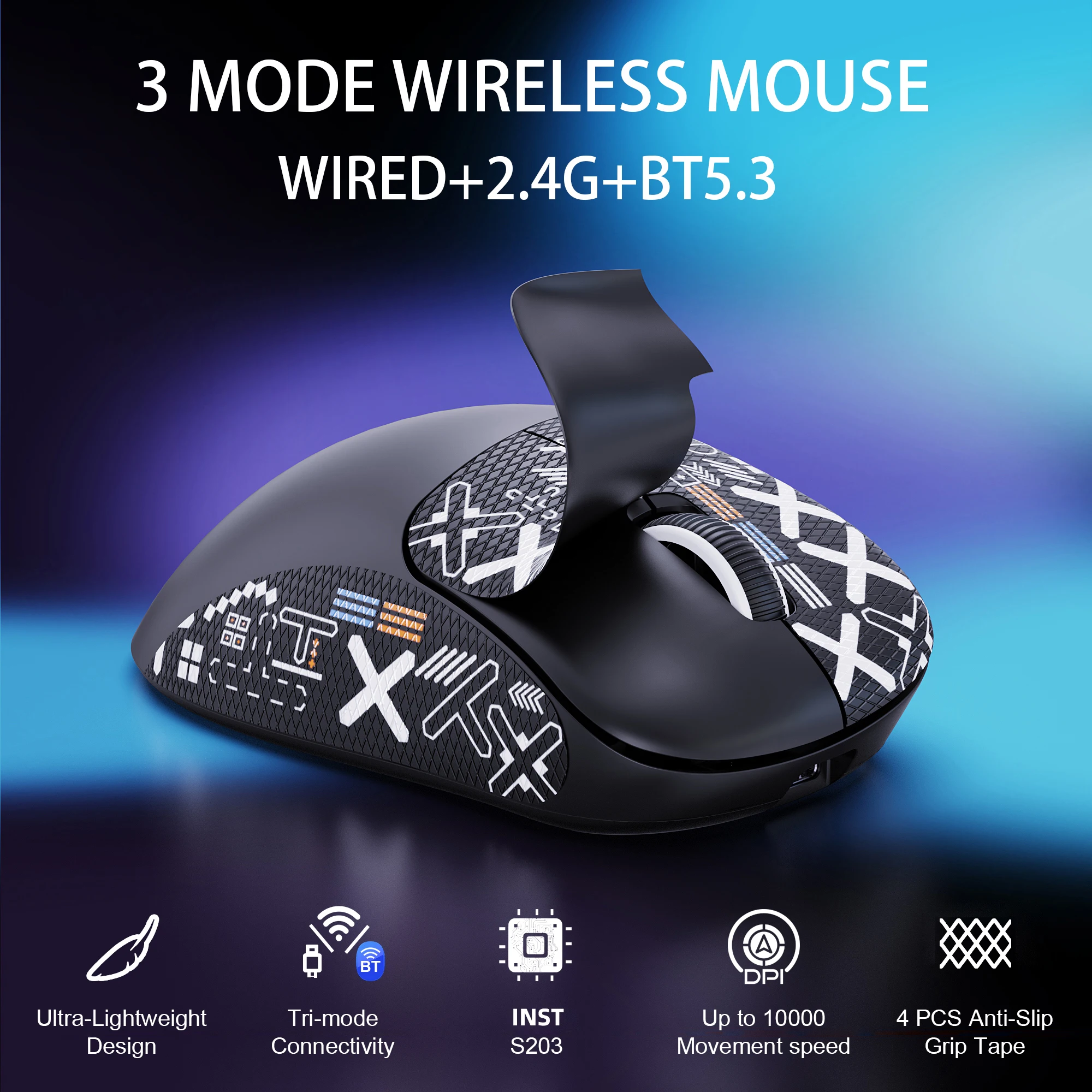 Ratón inalámbrico Bluetooth con cable, ligero, recargable, 3 modos, 2,4G, USB, ajustable, DPI, programación Macro, para PC y tableta - imagen 3