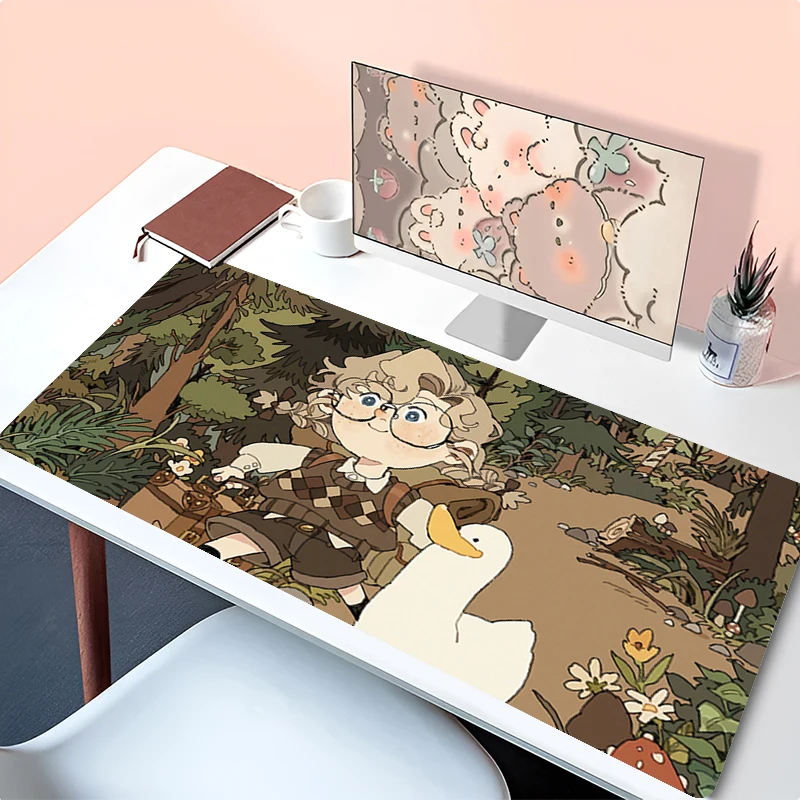 Alfombrilla de ratón, accesorios para PC, alfombrilla para teclado, alfombrilla para escritorio de oficina, alfombrilla para ratón de goma Natural, antideslizante, ilustración Retro para juegos, almohadilla extendida - imagen 3