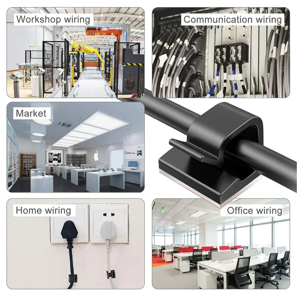 Clip de Cable autoadhesivo, organizador de cables, soporte Protector de cables para ratón, auriculares, almacenamiento de cables, Clip de gestión ordenado para escritorio, 20/40 Uds. - imagen 3