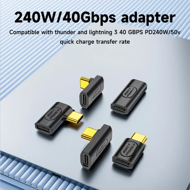 Adaptador extensor USB C de 240W, convertidor de datos rápido, 90/180 grados, tipo C, macho a hembra, OTG, 40gbps