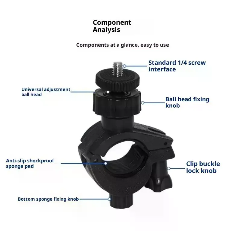 Tornillo Universal 1/4" 36 °   Soporte giratorio para mango de motocicleta, soporte para manillar de bicicleta, cámara de acción 11, 10, 9, 8, 7, 6, 5, 4, 3 - imagen 4
