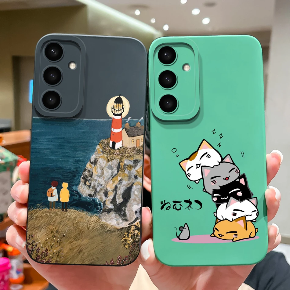 Fun Cover For Samsung Galaxy S24 FE Phone Case For Samsung S 24 S24FE Bear Cat Liquid Silicone Full Coverage Anti Drop Housing - imagen 2