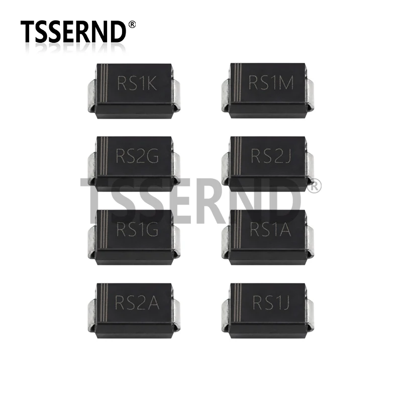 100 Uds SMA diodo rectificador de recuperación rápida RS1A RS1B RS1D RS1G RS1J RS1K RS1M RS2A RS2D RS2G RS2J RS2M DO-214AC