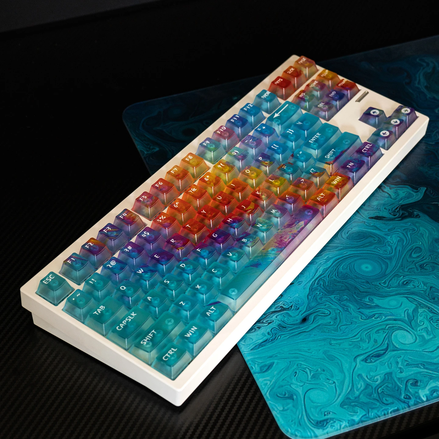 네온 그라디언트 테마 키 캡 세트 맞춤형 PC 투명 AI3D 체리 프로필 키보드 캡 기계식 키보드 액세서리 - imagen 2