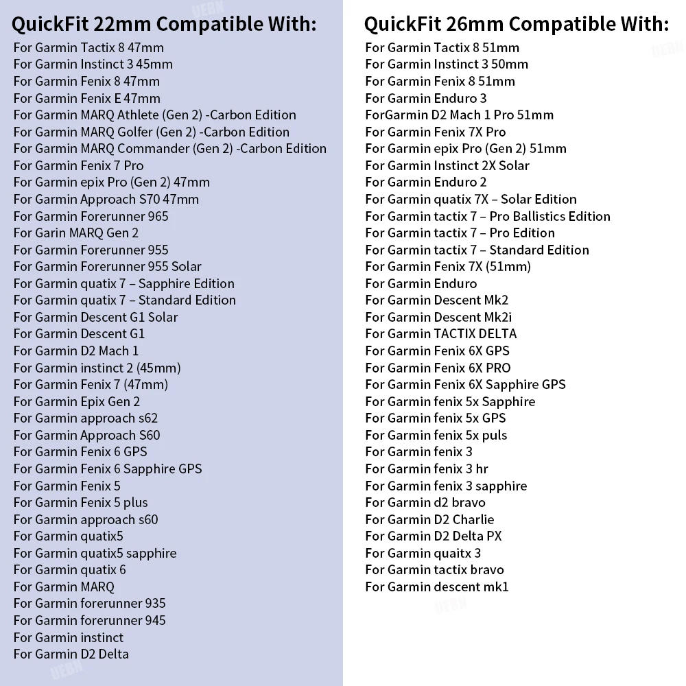 Correa de silicona QuickFit de 22mm y 26mm para Garmin Fenix 8 E 7 7X 6 6X Pro/Epix Pro Gen 2 47mm 51mm 5XPlus Enduro 3 Tactix 8 - imagen 2