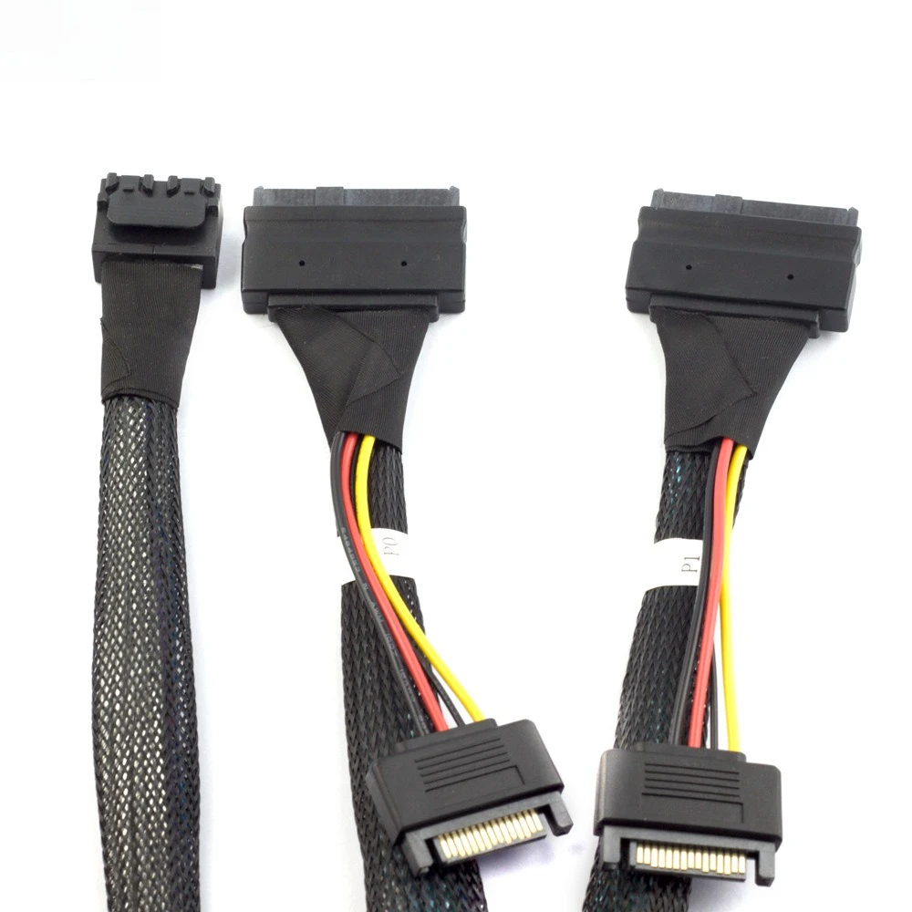 MINI SAS siamés dual HD 8643 4I a SAS 8639 68P con cable SATA 15P de longitud opcional 0,5 M 1 M - imagen 2