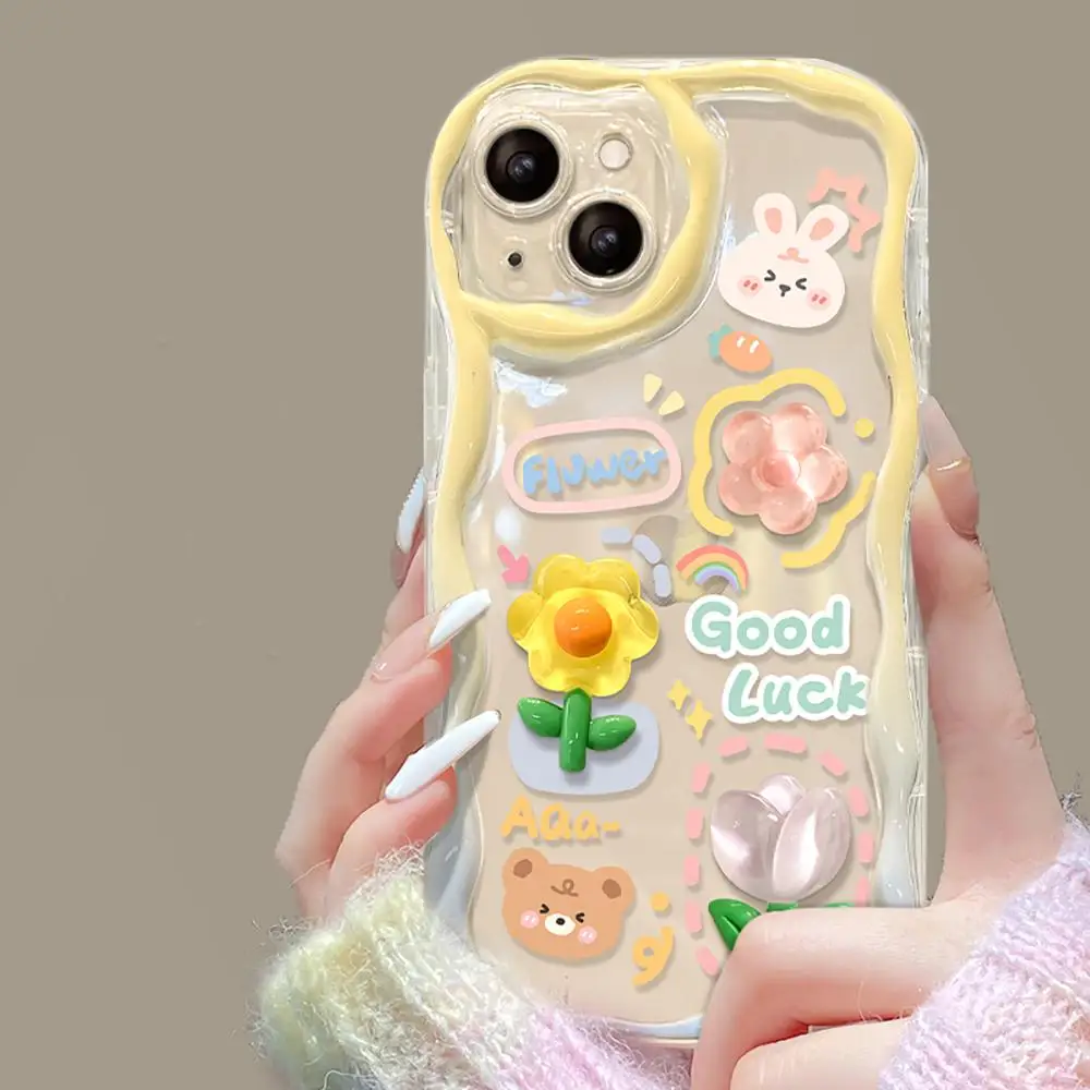 Funda bonita de oso tulipán 3D para Samsung Galaxy S24 S23 Ultra S21 Plus S20 FE A54 A34 A52 A53 A33 A35 A55 A14 M54 A23 A24 A32 - imagen 2