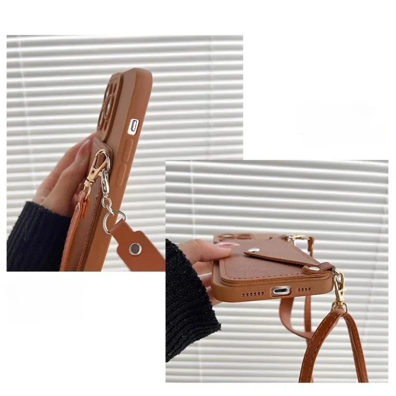 Funda de tarjeta de cuero con correa de mano y cordón cruzado para Huawei Honor 200 100 90 Lite 80 70 60 Pro, funda de silicona - imagen 5