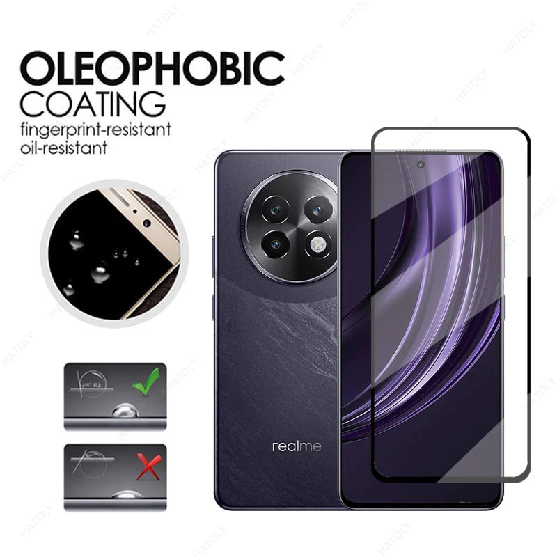 Cristal frontal para Realme 13 Plus, Protector de pantalla para Realme 13 Plus, película protectora de borde negro, Protector de cámara para Realme 13 5G