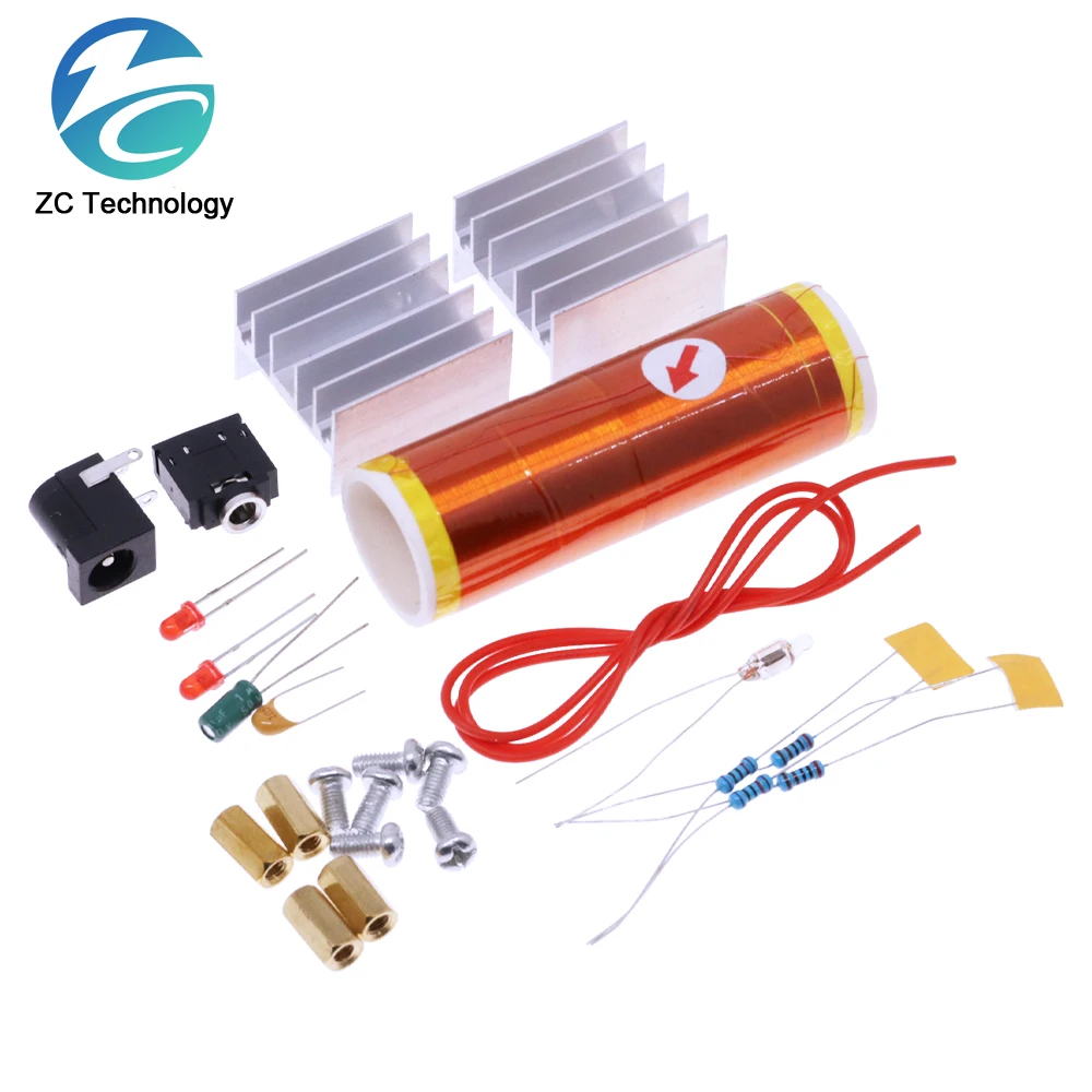 Bobina Tesla, Kit electrónico de piezas de producción, accesorios mágicos, 15W, MINI altavoz de música, producción de 3,5mm, enchufe DC 15-24V 2A - imagen 4