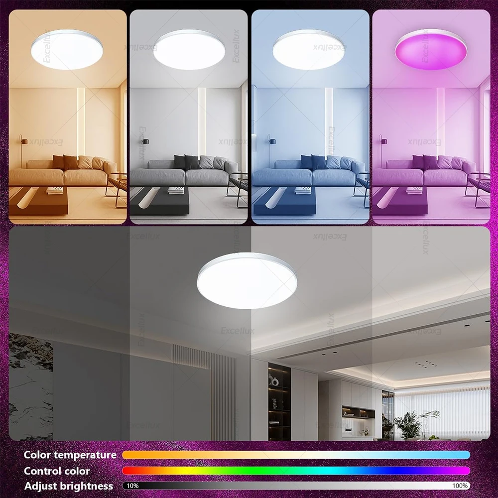 Luz de techo Tuya Zigbee RGBCW regulable WIFI lámpara de techo redonda LED inteligente Compatible con asistente de Google Alexa para decoración de habitación - imagen 3