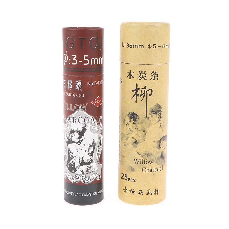 Lápiz de carbón de sauce para dibujo de bocetos, diseño de pintura con tiras de carbón, suministros de arte profesionales para estudiantes, 25 piezas - imagen 3