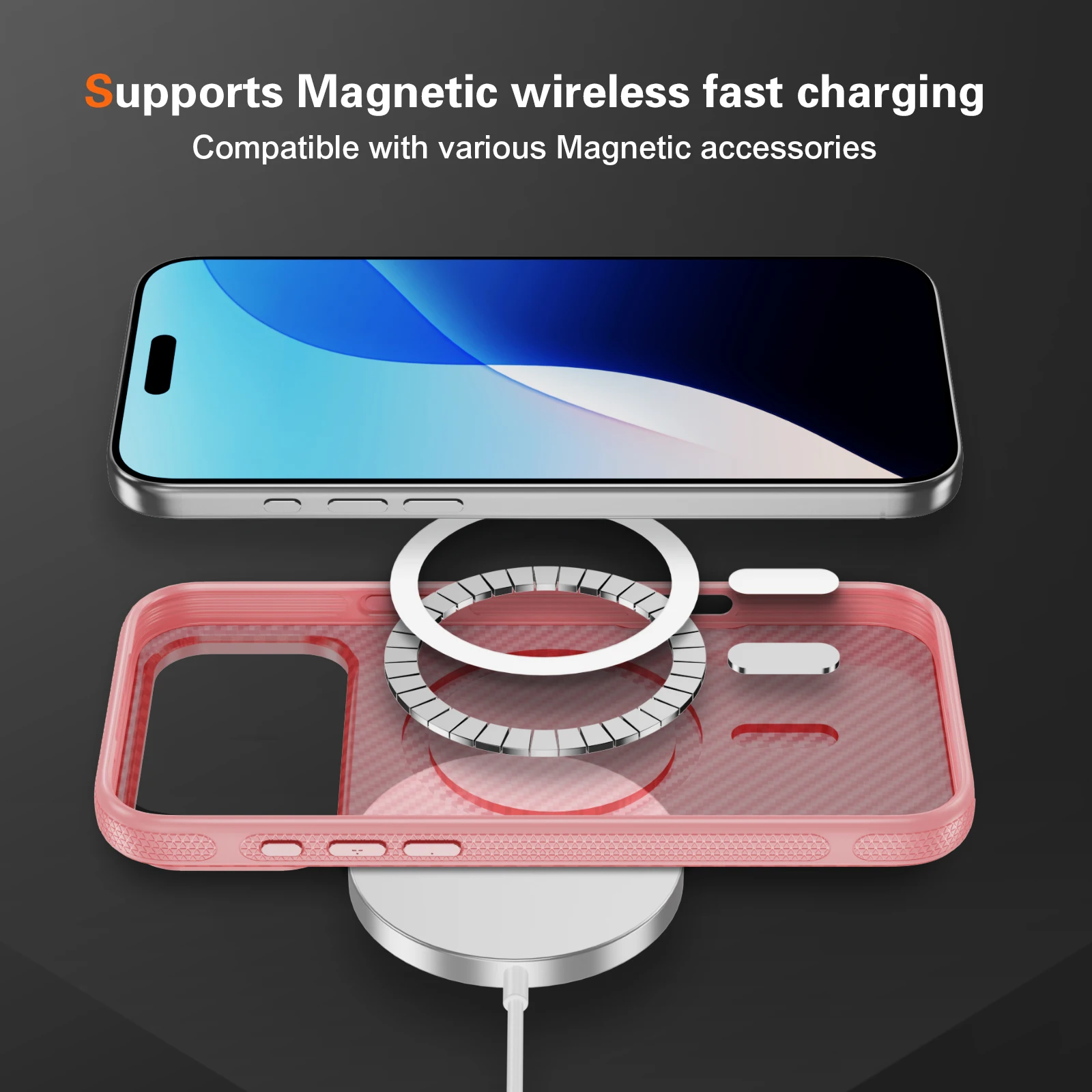Funda de teléfono magnética con textura de fibra de carbono de lujo para iPhone 17 Pro Max 16 Plus 15 14 13 12 para Magsafe funda delgada a prueba de golpes - imagen 4