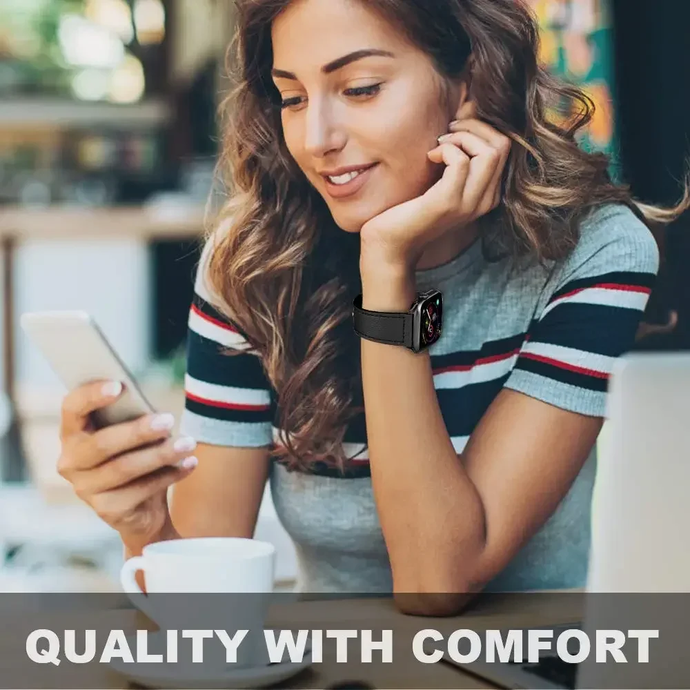 Correa de cuero para Apple watch 10 46mm banda Ultra 2 49mm 44mm 40mm 42mm pulsera deportiva iWatch serie 9 8 7 5 6 se 41mm/45mm - imagen 5