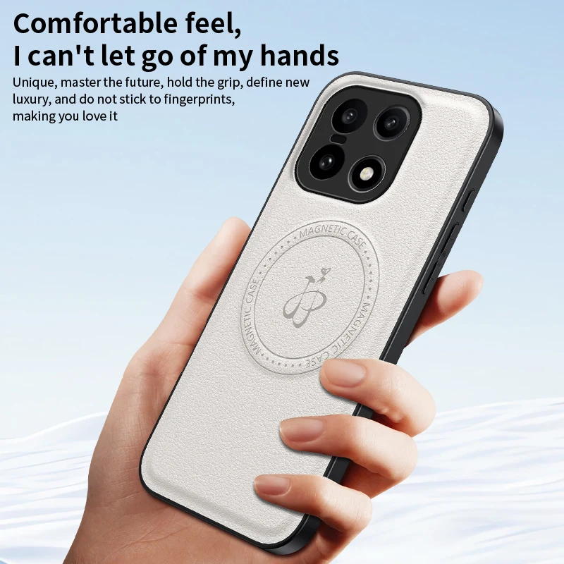 Funda magnética de carga inalámbrica de cuero PU para OnePlus 15 5G, funda protectora trasera dura, Fundas - imagen 5